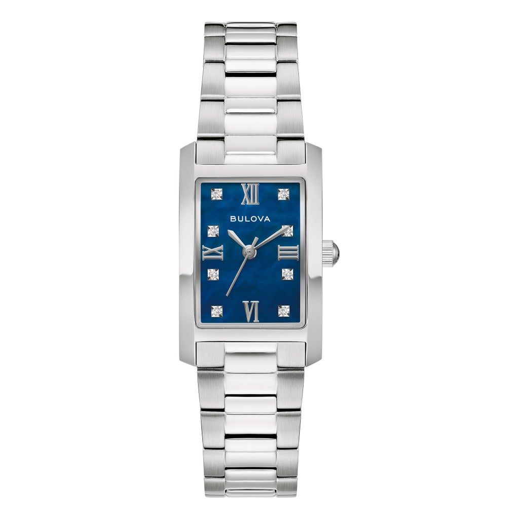 Bulova Classic Blue Abalone Diamond Ladies Tank Watch 96P262 Stainless Quartz - product photo 3 at Keystone Discounts