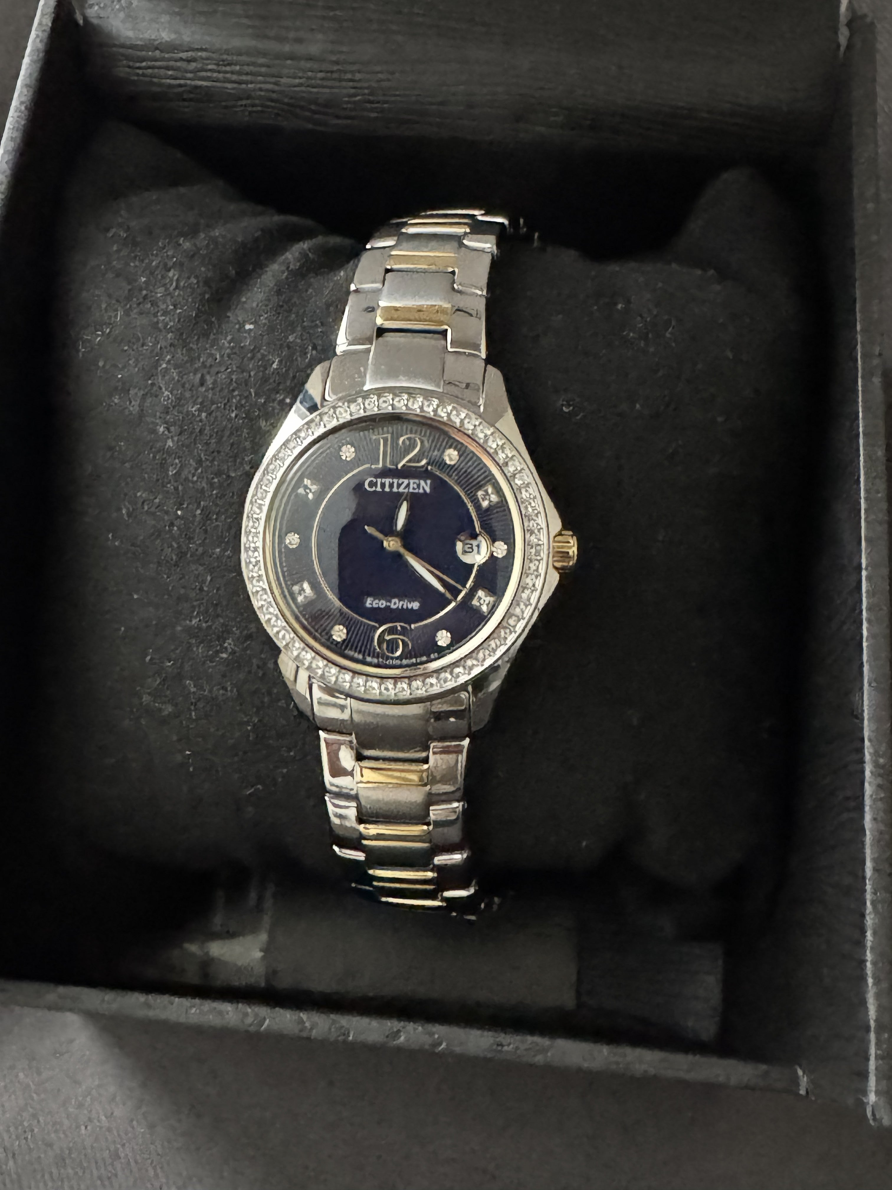Citizen FE1146-71L Eco-Drive Two-Tone Crystal Diamond Ladies Watch 29mm NEW - product photo 3 at Keystone Discounts