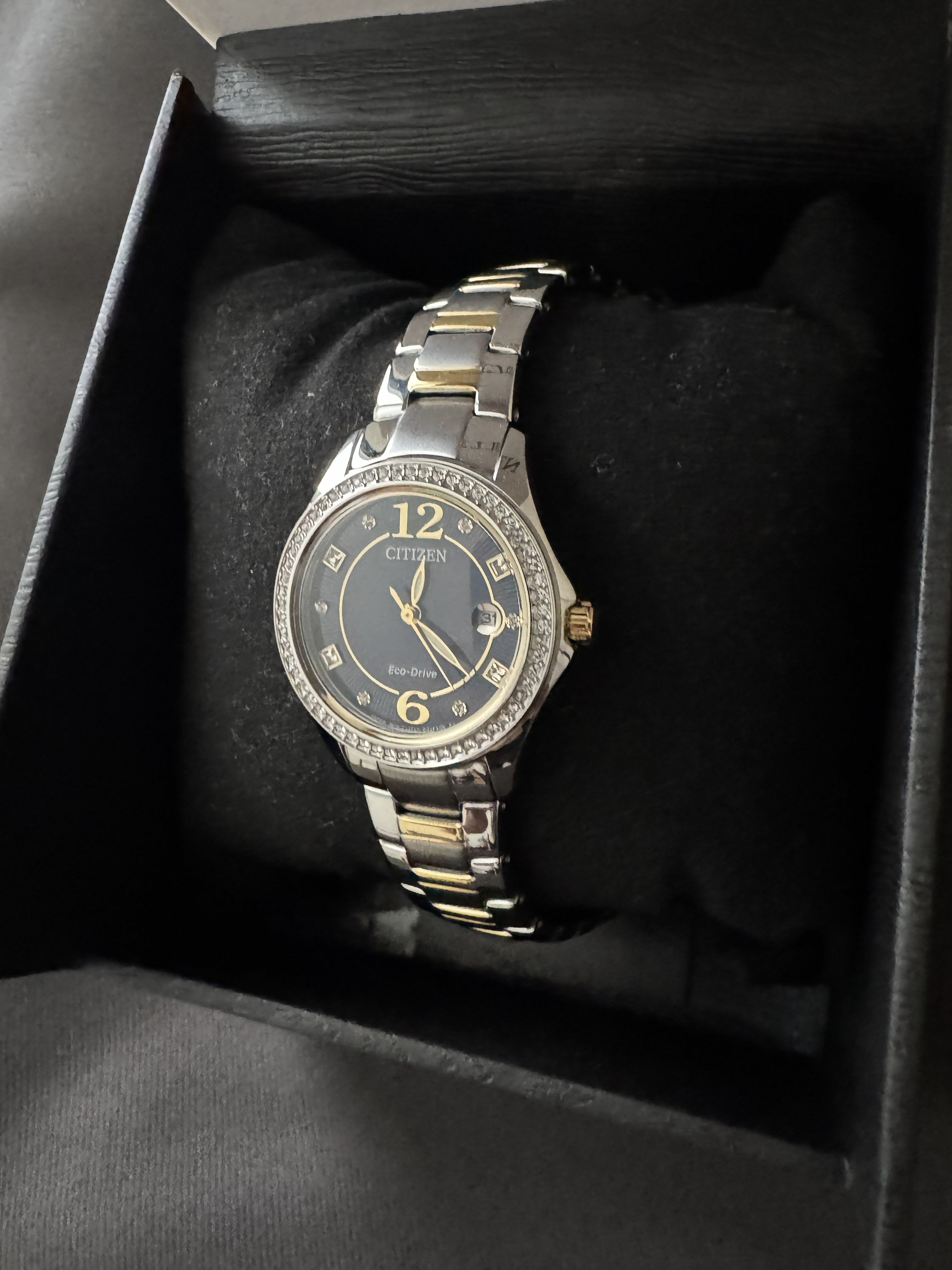 Citizen FE1146-71L Eco-Drive Two-Tone Crystal Diamond Ladies Watch 29mm NEW - product photo 4 at Keystone Discounts