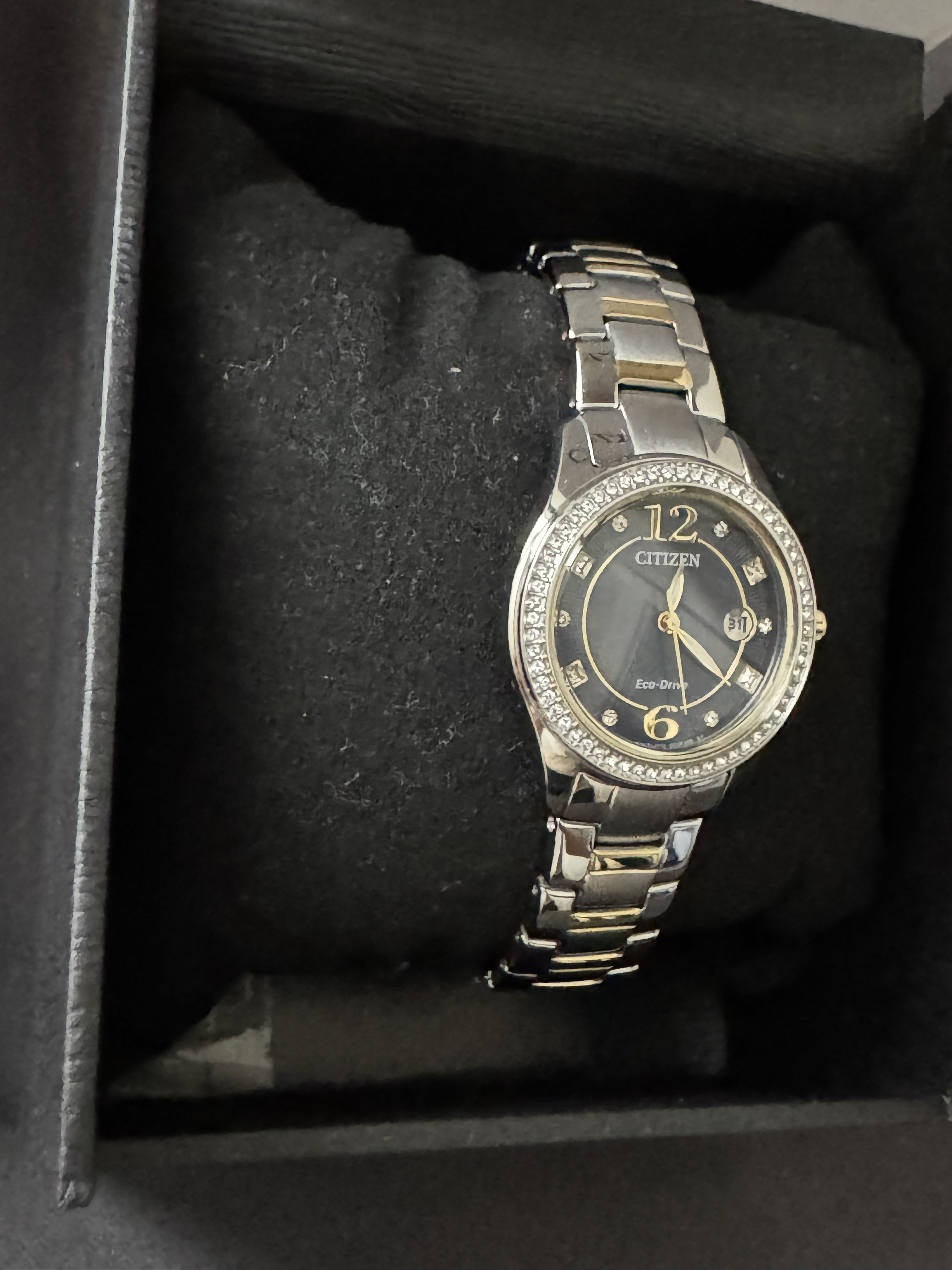 Citizen FE1146-71L Eco-Drive Two-Tone Crystal Diamond Ladies Watch 29mm NEW - product photo 5 at Keystone Discounts