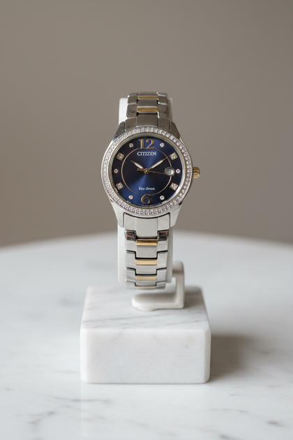 Citizen FE1146-71L Eco-Drive Two-Tone Crystal Diamond Ladies Watch 29mm NEW - main product photo at Keystone Discounts